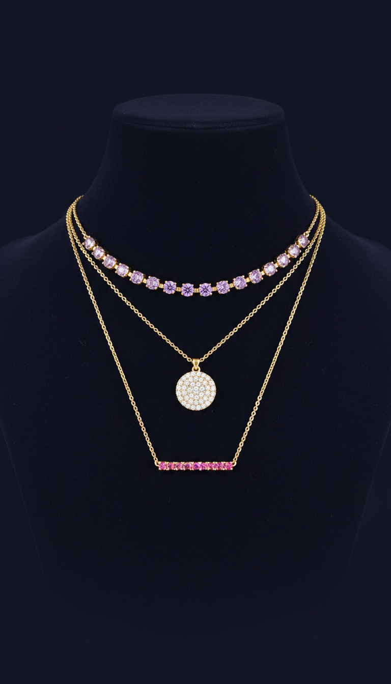 Flash gold layered necklace set