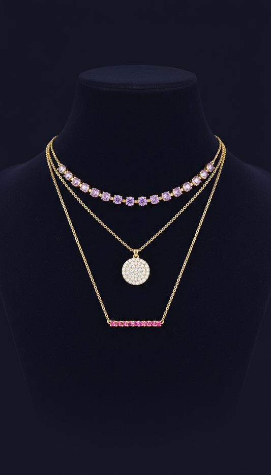 Flash gold layered necklace set