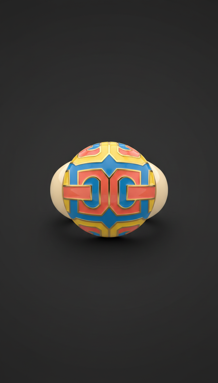 Enamel Cocktail Ring with Neon Pop