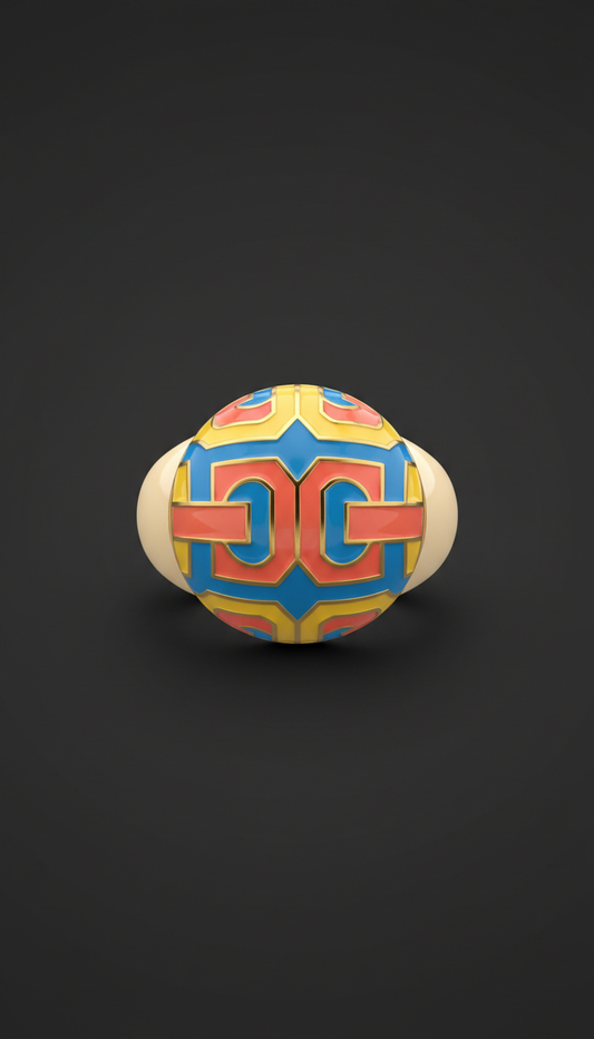 Enamel Cocktail Ring with Neon Pop