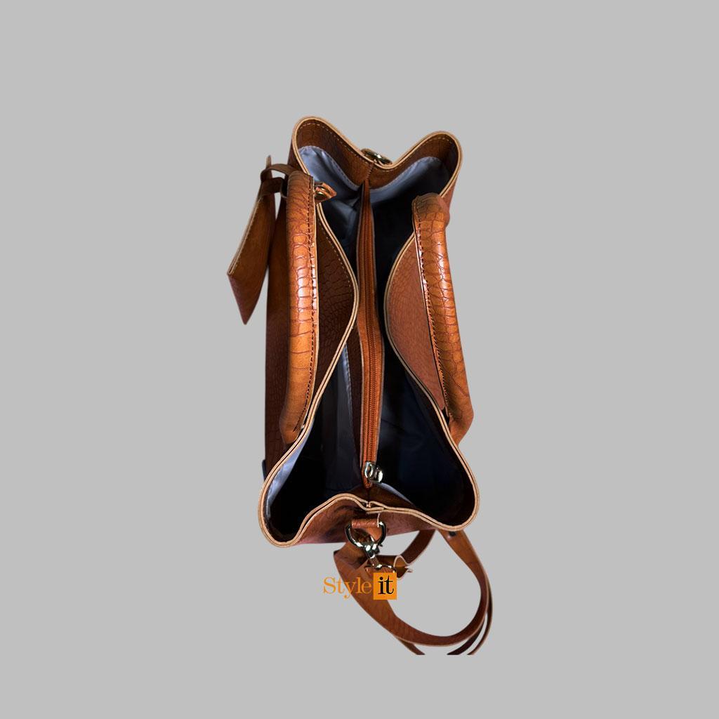 Style It Croc Leather Tote Bag trendyyx