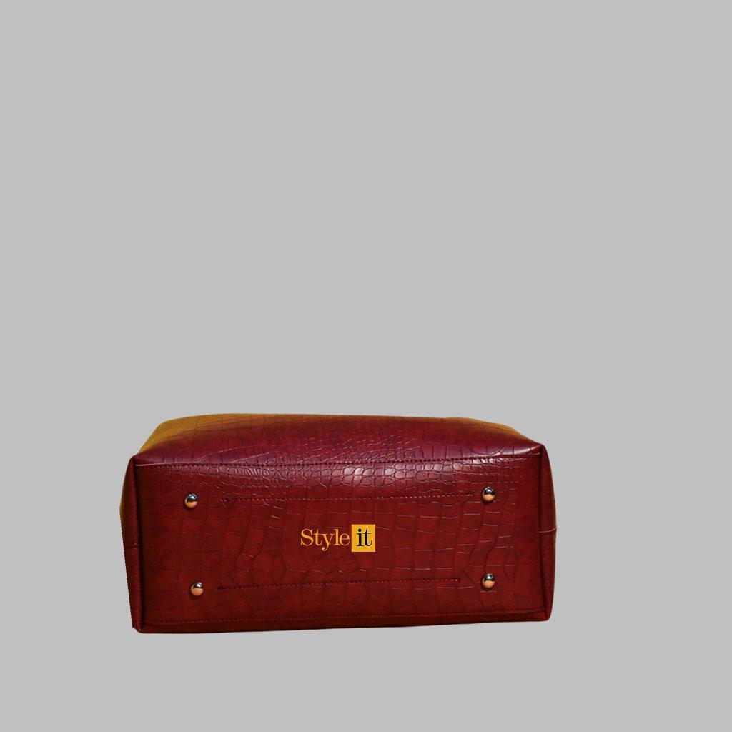 Style It Croc Leather Maroon Bag trendyyx
