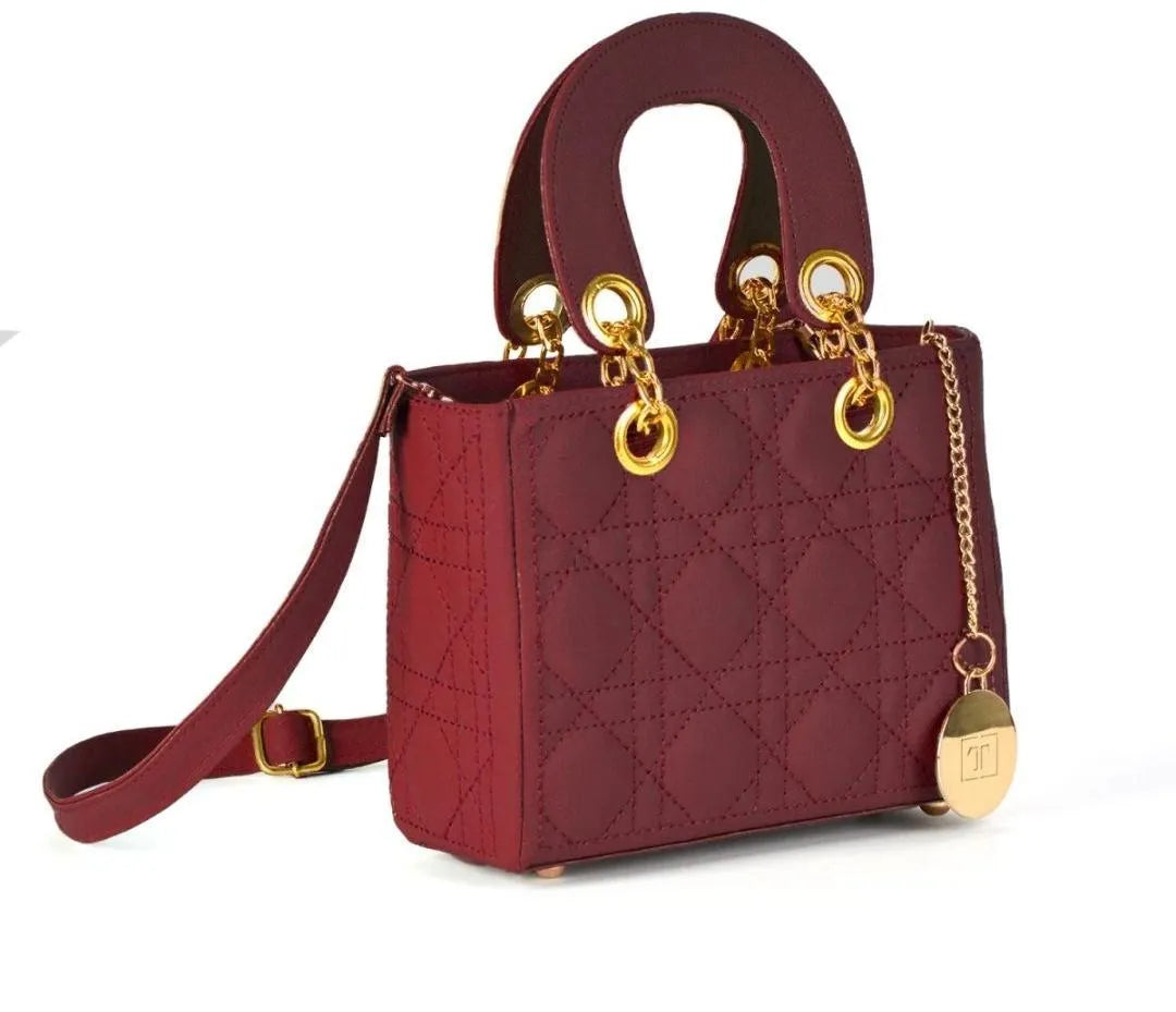 Trendyyx Maroon Quilted Crossbody Bag for Girls trendyyx