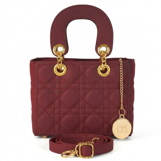 Trendyyx Maroon Quilted Crossbody Bag for Girls trendyyx