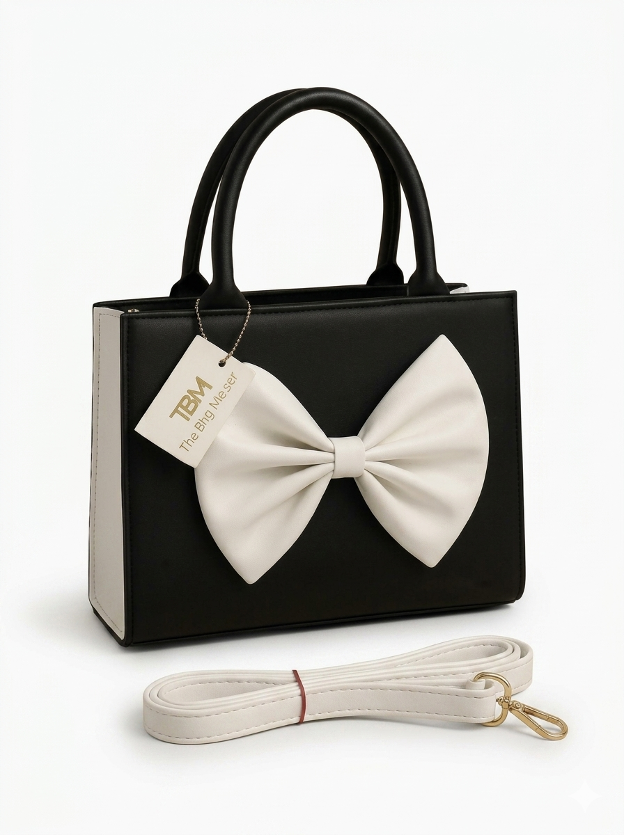 Trendyyx Leather Bow Handbag with Adjustable Strap trendyyx