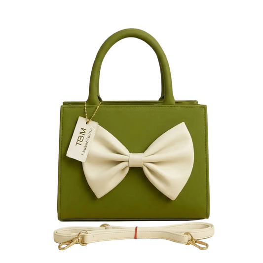 Trendyyx Leather Bow Handbag with Adjustable Strap trendyyx