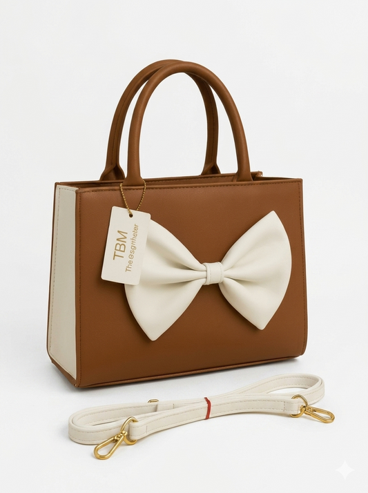 Trendyyx Leather Bow Handbag with Adjustable Strap trendyyx