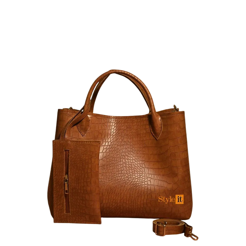 Style It Croc Leather Tote Bag trendyyx