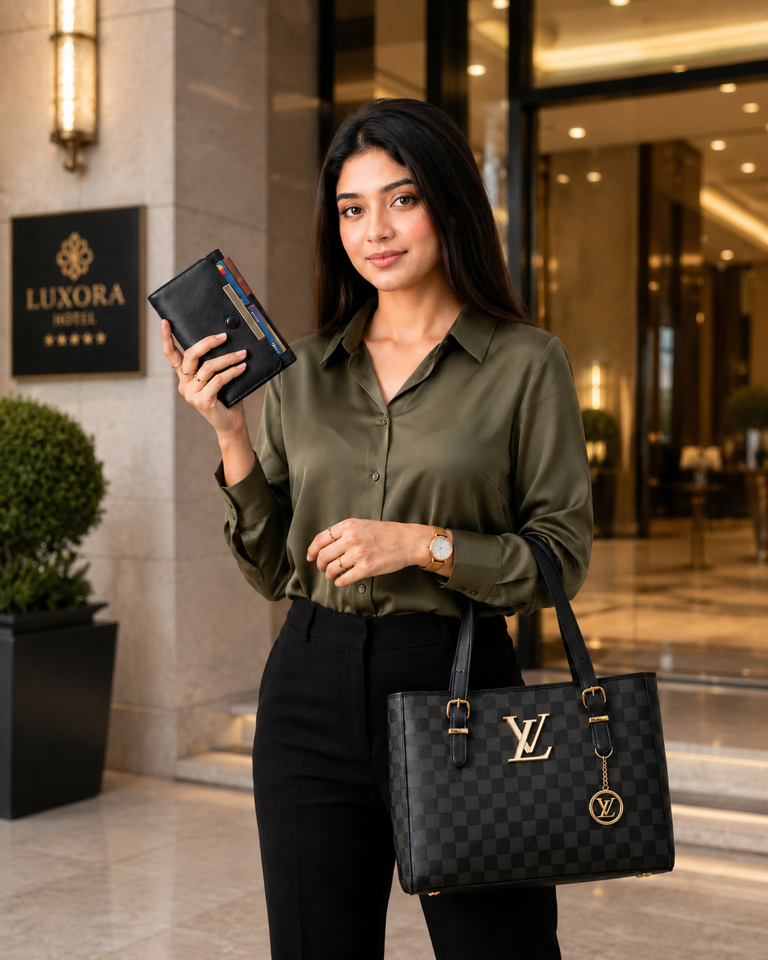 Classic Shoulder Bag with Matching Clutch trendyyx