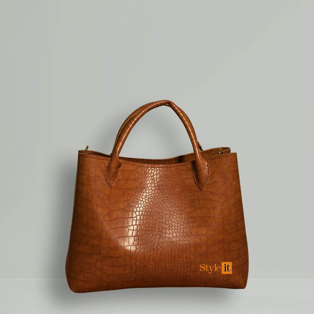 Style It Croc Leather Tote Bag trendyyx